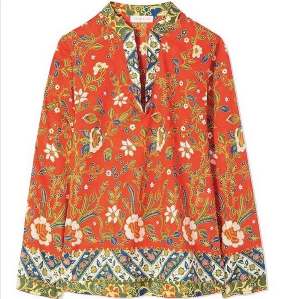 Tory Burch Stephanie Floral Silk Tunic - Size 12